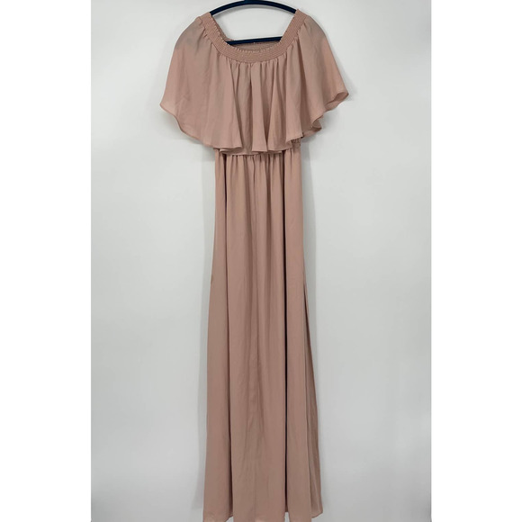 SHOW ME YOUR MUMU LINED DOUBLE SLIT VERSATILE RUFFLE TOP DRESS LARGE - Picture 4 of 10